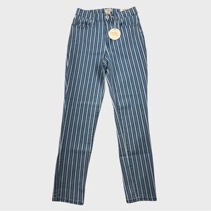 Camila Coelho 26" High Waist Slim Straight Ankle Stripe Stretch Jeggings sz 6
